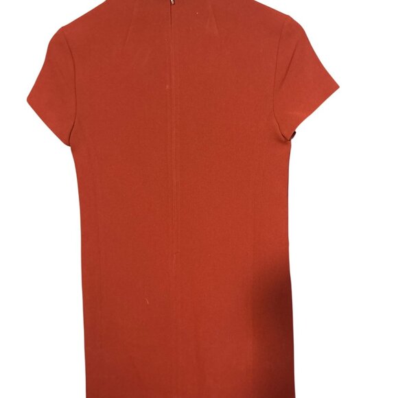 Theory Jasneah Admiral Crepe Mini Dress 0 Red Short Sleeve Hidden Back Zipper - Picture 4 of 6